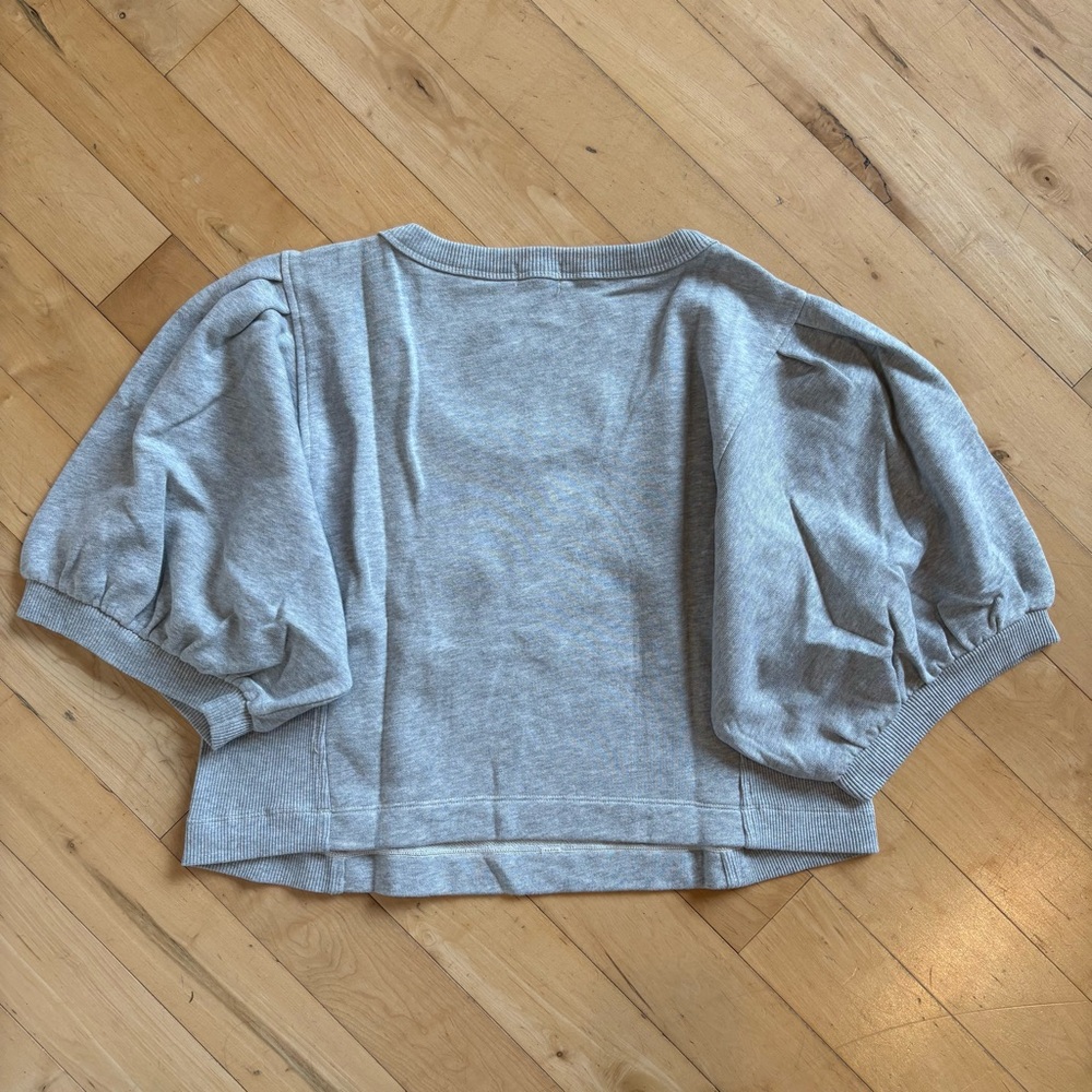 AERIE Seams Right Cropped Short Sleeve Sweatshirt Scoop Neck Grey Soft Size XL - Picture 4 of 7